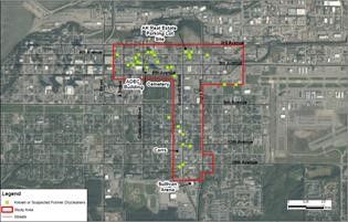 Aerial map of Fairview area studied in Anchorage, Alaska