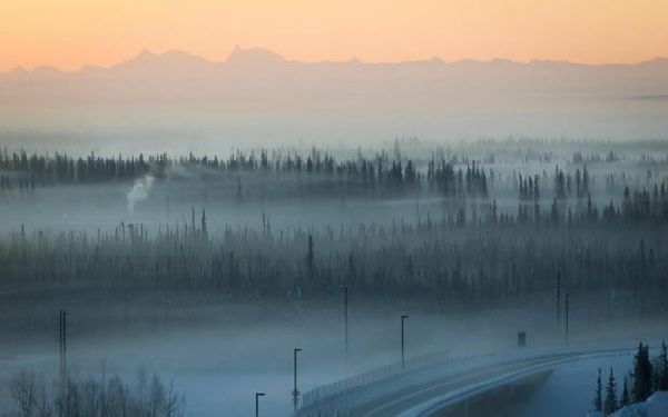 Pollution in Fairbanks during a winter heat inversion