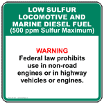 500ppm sulfur standard label