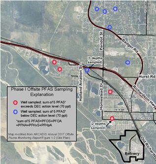 Phase 1 PFAS monitoring map with results