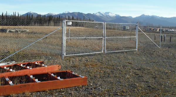 fenced-off contaminated area