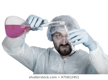a chemist mixing a potion