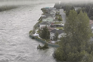 HESCO Barrier in action in Juneau after the August 2025 flooding.