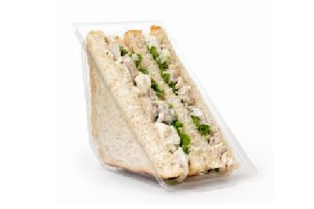 Cold chicken salad sandwich in a plastic container