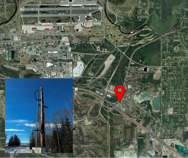 Badger sensor location satellite photo with closeup photo overlaid.