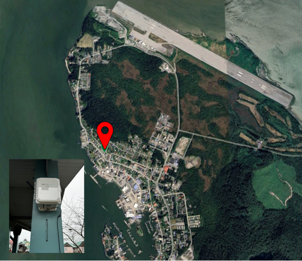 Satellite photo of sensor location with overlaid image closeup of the sensor.