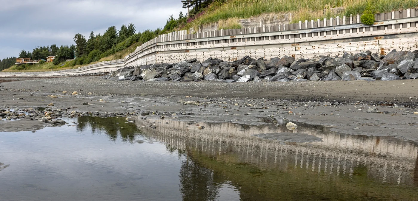 City of Homer's seawall revetment project which received the 2023 AQUARIUS award from the EPA.
