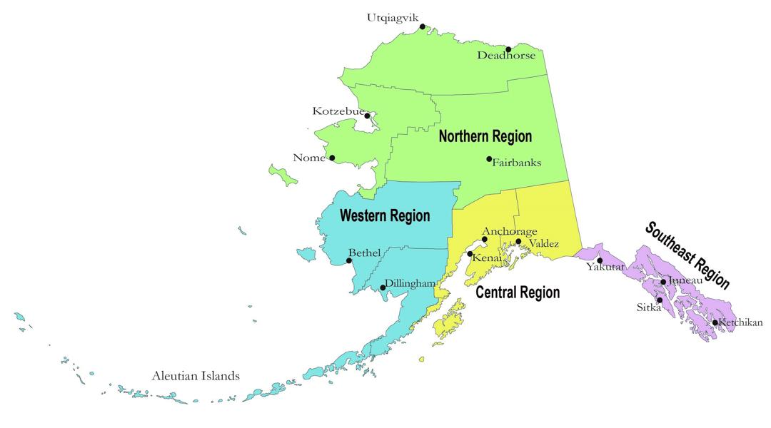Map of Alaska response regions