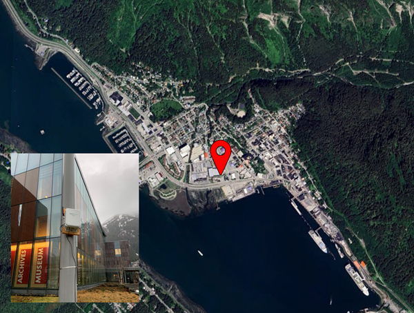 Satellite photo of sensor location with overlaid image closeup of the sensor.