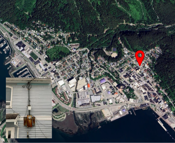 Satellite photo of sensor location with overlaid image closeup of the sensor.