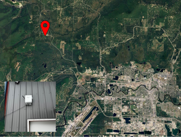 Satellite photo of sensor location with overlaid image closeup of the sensor.