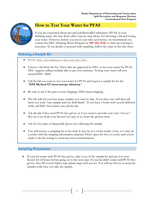 How to test my water for pfas fact sheet thumbnail